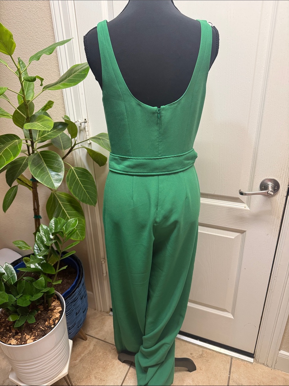 Banana Republic Emerald Green Belted Sleeveless Jumpsuit Size 4 - Picture 8 of 11